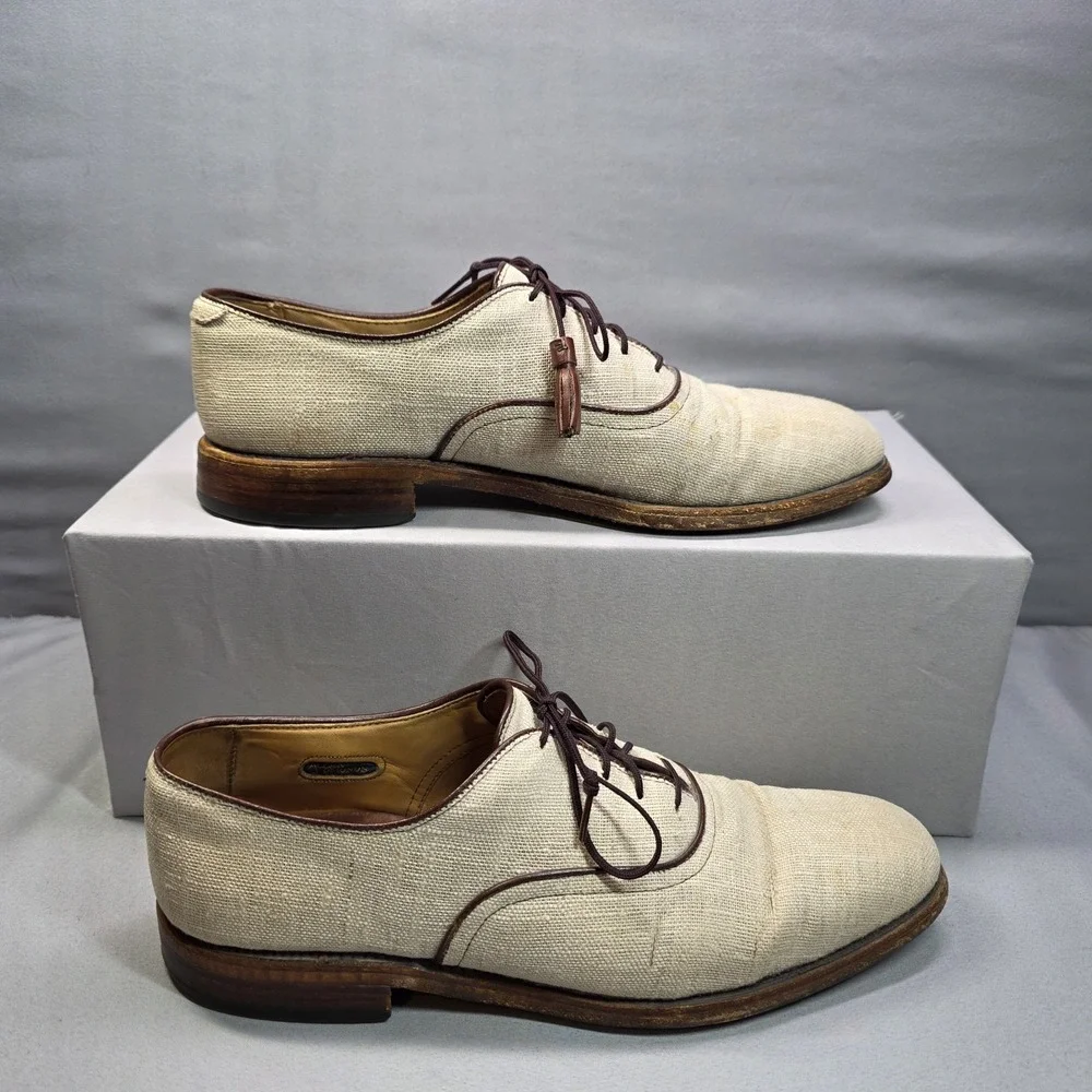 VINTAGE‎ 1985 Allen Edmonds Hunter Mens Oxford Linen Shoes 8 Grey Made USA RARE